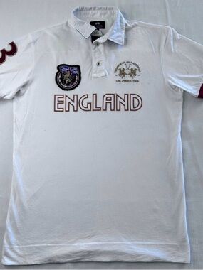 La Martina England Rugby Polo Shirt Crest  Men’s Large